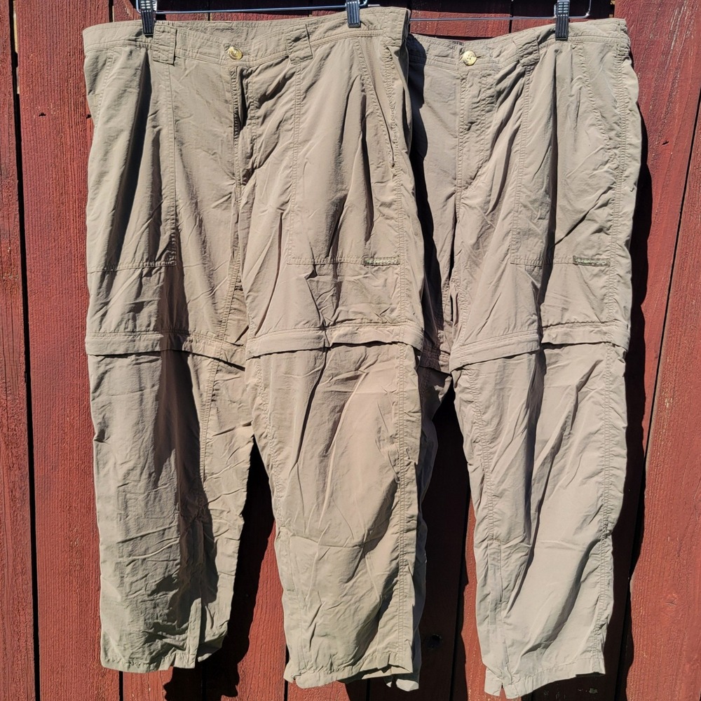 Lot of 2 ExOfficio Buzz Off Insect Shield Convertible Hiking Pants L Short Brown